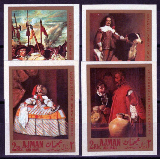 ZAYIX Ajman 218 B-221 B MNH Imperf Paintings Spanish Painter Dogs 041623S99M