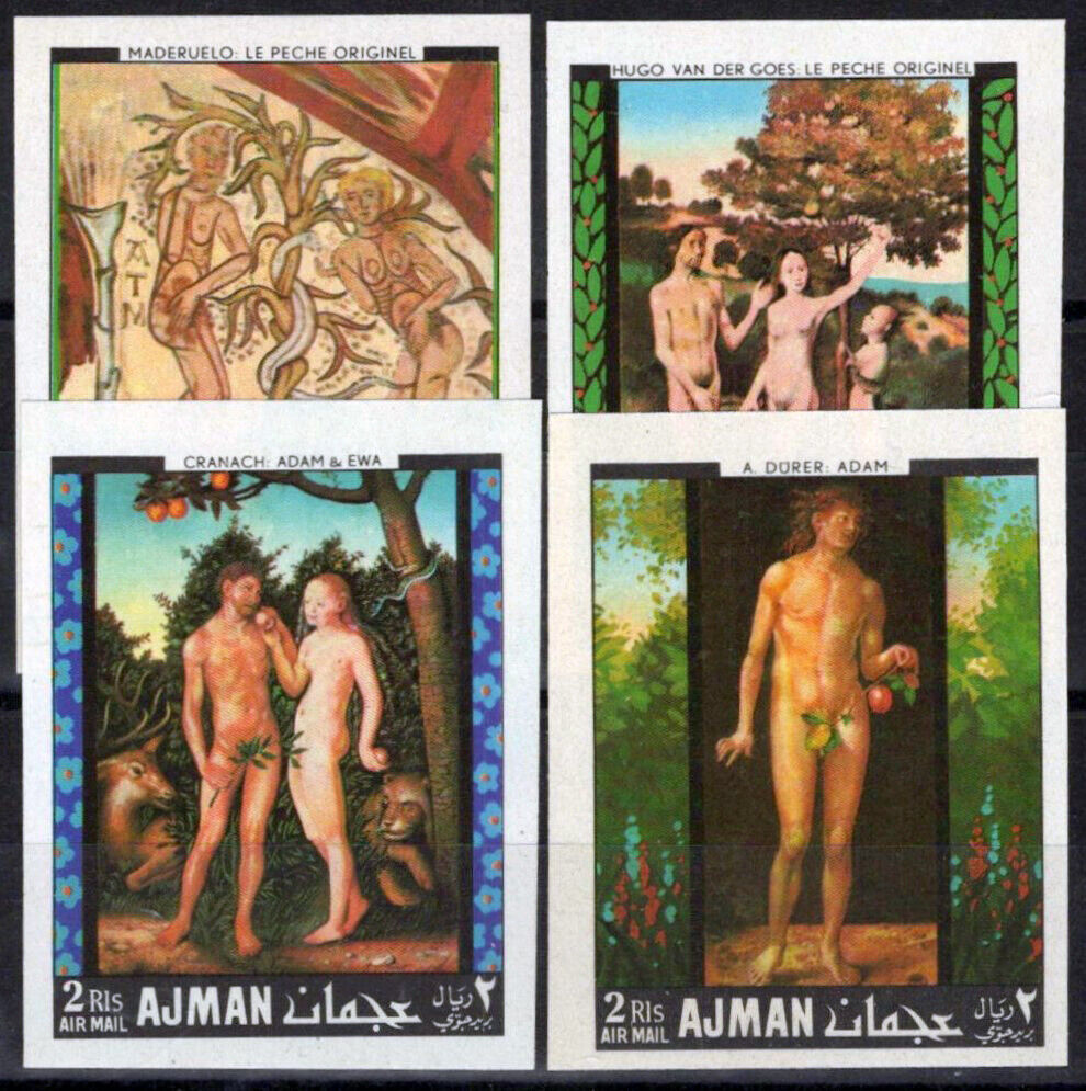 ZAYIX Ajman 281 B-284 B MNH Imperf Paintings Adam & Eve 041623S103
