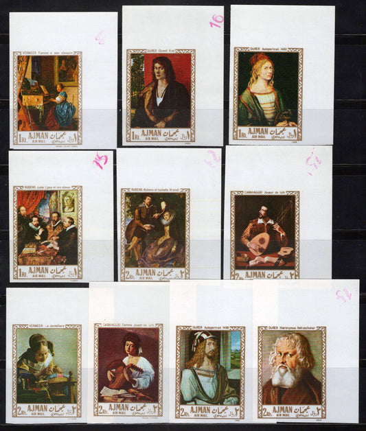 ZAYIX Ajman 225 B-234 B MNH Imperf Famous Paintings Durer Caravaggio 041623S100M