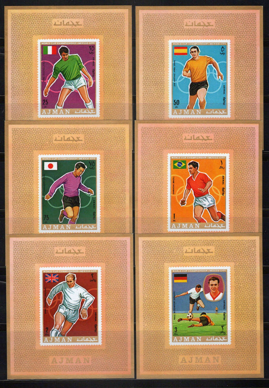 ZAYIX Ajman 525-530 MNH Imperf Deluxe Sheets Football Championships 041623S110