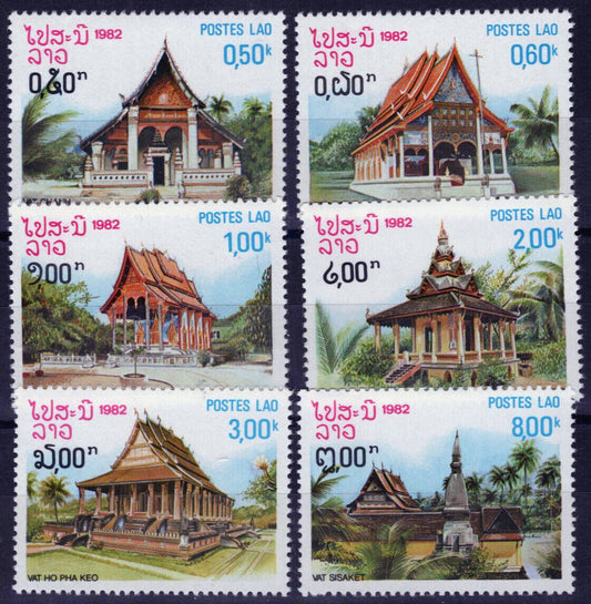 ZAYIX - Laos 399-404 MNH Pagodas Temples Architecture 052023S24