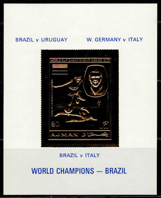 ZAYIX Ajman Block 214 MNH Gold Foil Football World Championship 080323SM22