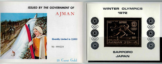 ZAYIX Ajman Block 219 MNH Gold Foil Olympics Games Sports Japan 080323SM27