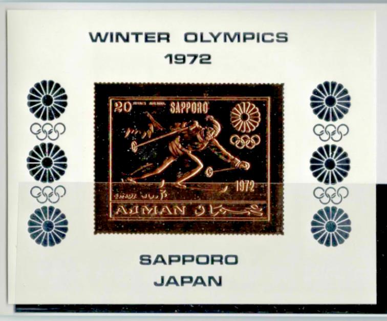 ZAYIX Ajman Block 219 MNH Gold Foil Olympics Games Sports Japan 080323SM27