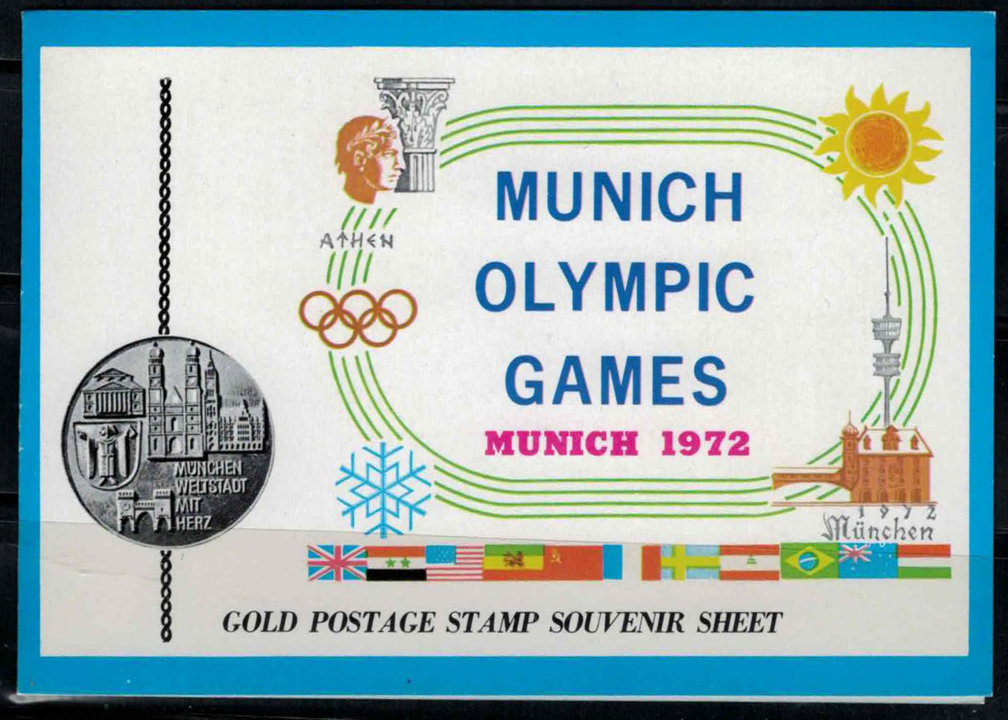 ZAYIX Ajman Block 292 MNH Gold Foil Munich Olympic Games Horses 080323SM30