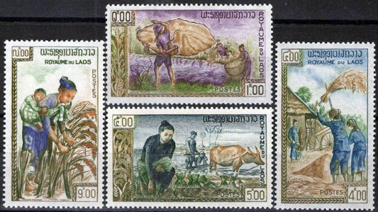 ZAYIX Laos 81-84 MNH Farming Rice Fishing  071823S204