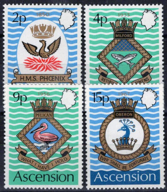 ZAYIX Ascension Island 152-155 MNH Coat of Arms of Royal Navy Birds 090823S47M