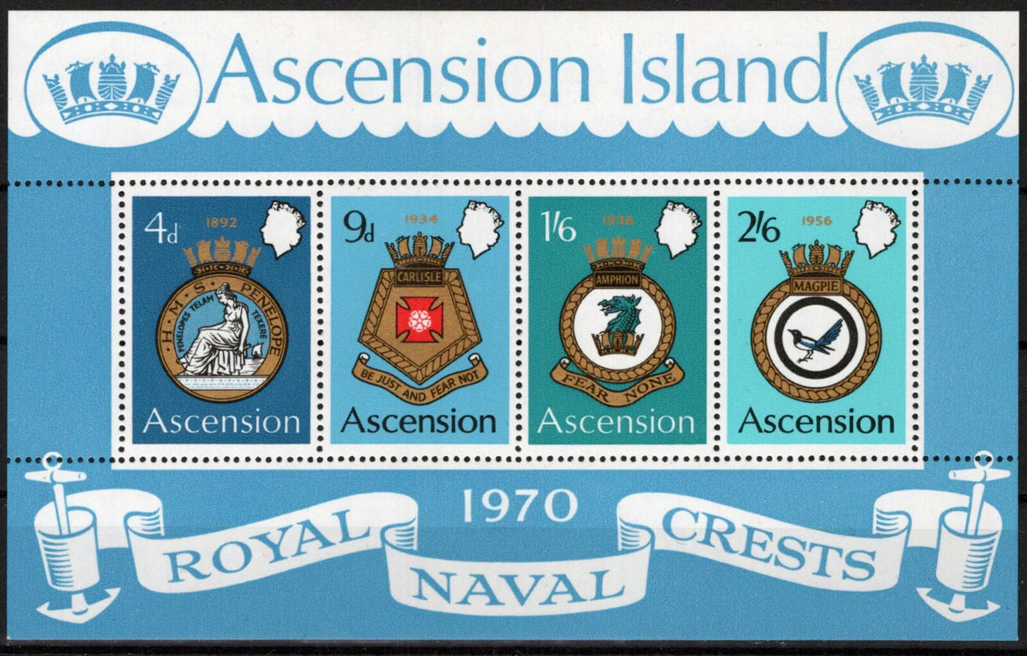 ZAYIX Ascension Island 137a MNH Naval Coat of Arms Military 090223SM22M
