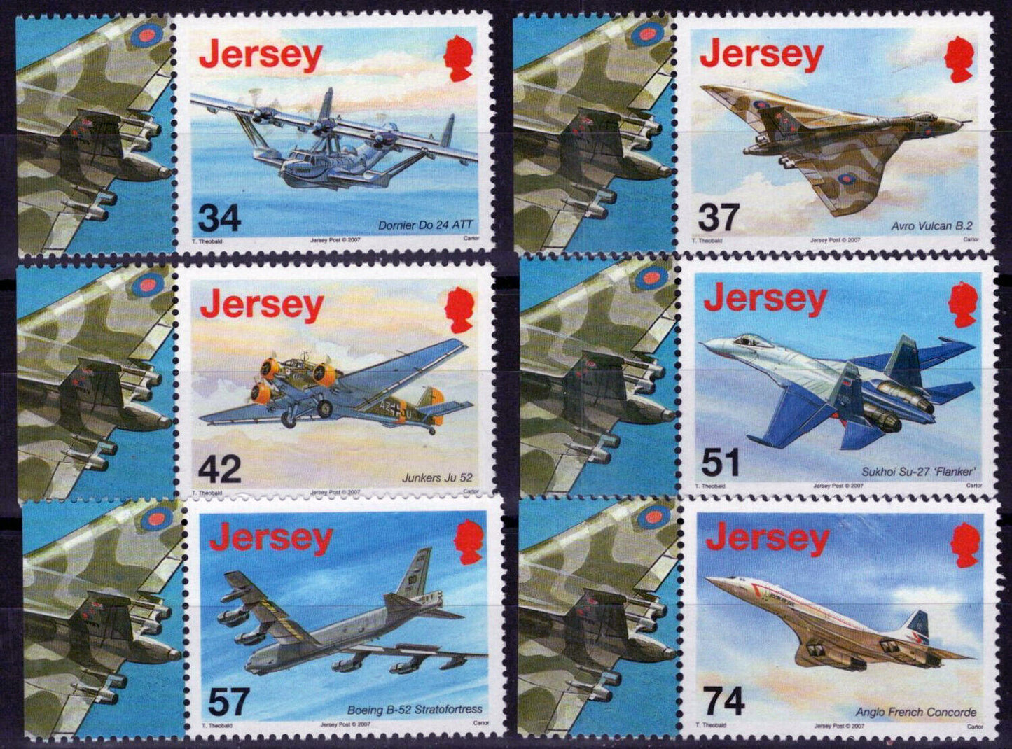 ZAYIX Jersey 1281-1286 MNH Aviation Airplanes 092023S45M