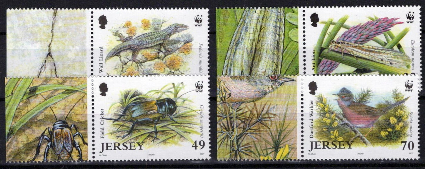 ZAYIX Jersey 1134-1137 MNH WWF Birds Insects Reptiles 092023S36M