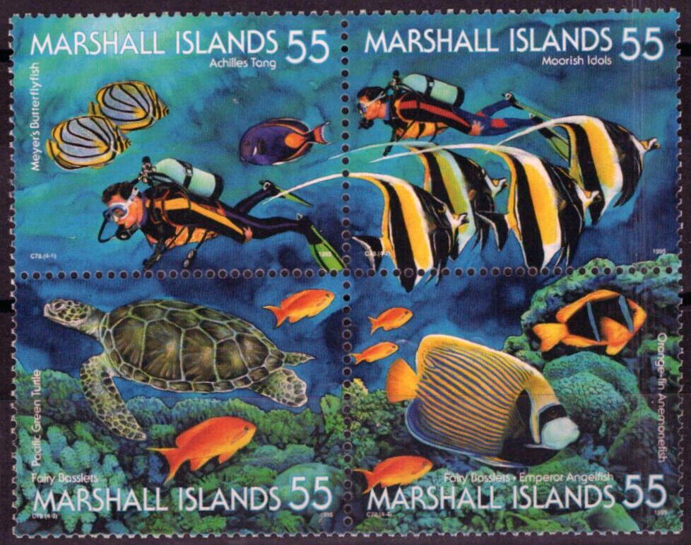 ZAYIX Marshall Islands 590 MNH Marine Life Fish Scuba Diver 092023S61M