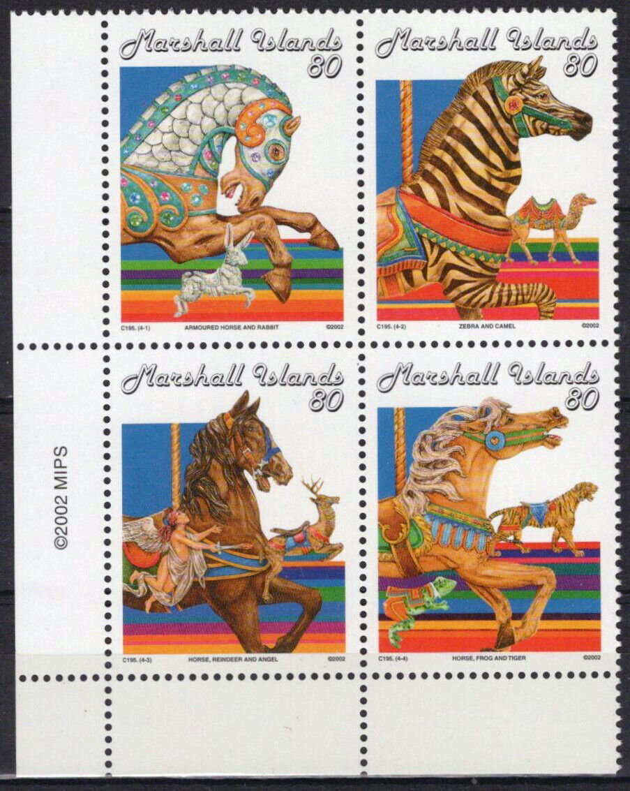ZAYIX Marshall Islands 802 MNH Carousel Animals Horses Tiger Angel 090223SM42M