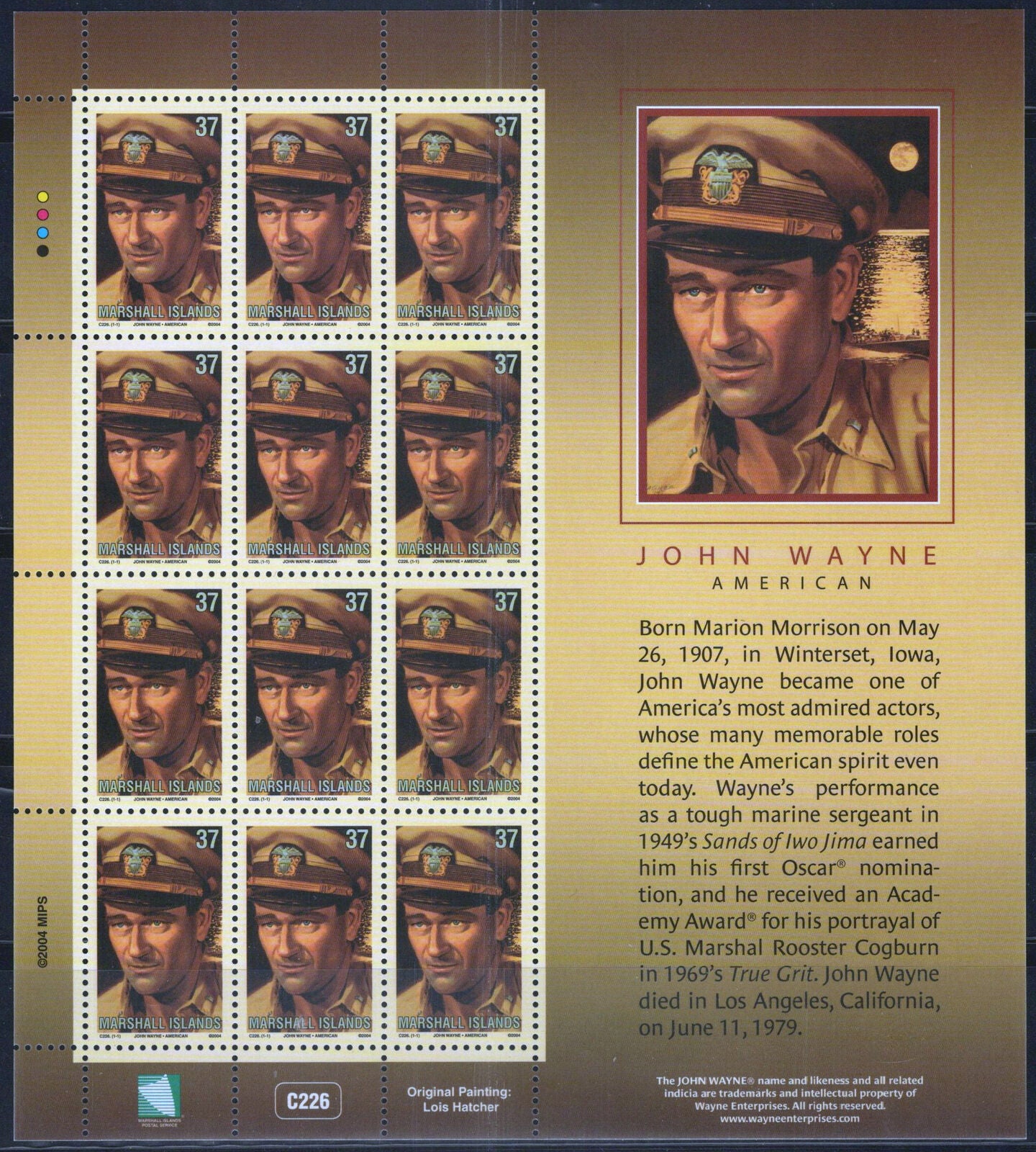 Marshall Islands 841 MNH John Wayne Actor Entertainment ZAYIX 092023SL05M