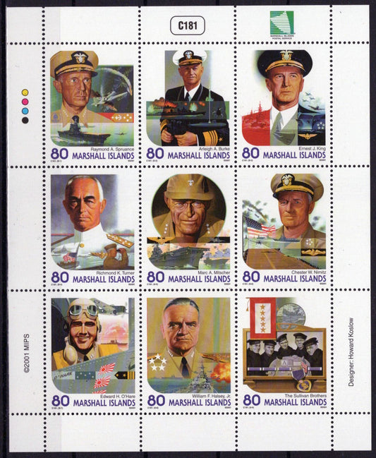 Marshall Islands 787 MNH US Naval Heroes WWII Military 090223SM96M