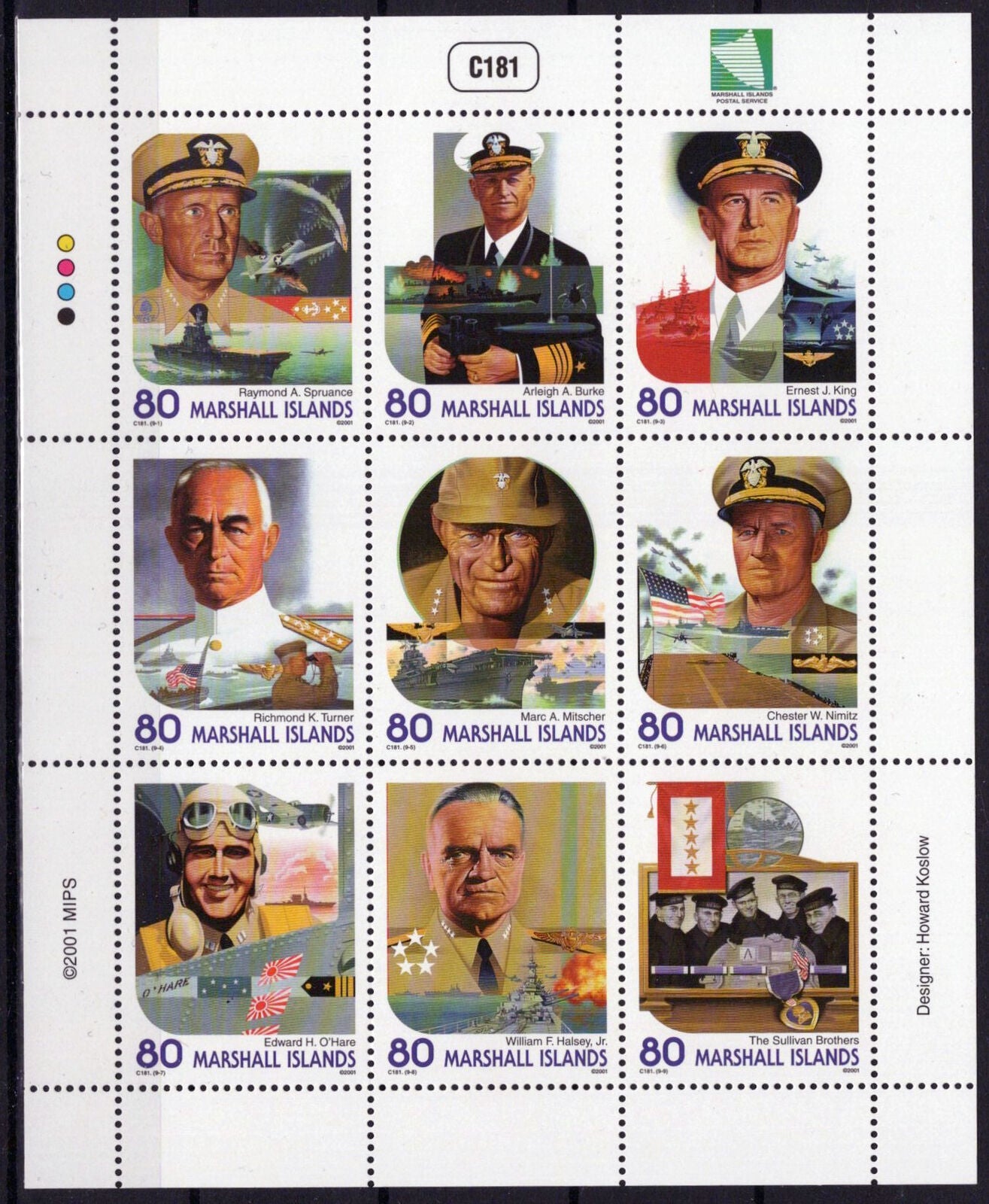 Marshall Islands 787 MNH US Naval Heroes WWII Military ZAYIX 090223SM96M