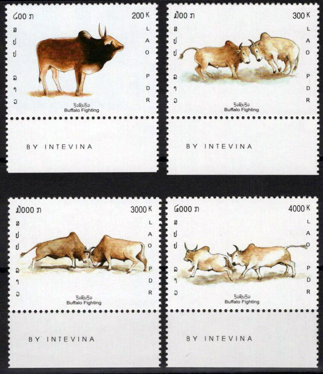 ZAYIX Laos 1556-1559 MNH Buffalo Farm Animals 100123S14