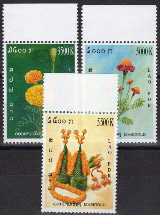 Laos 1630-1632 MNH Flowers Plants Nature Marigolds