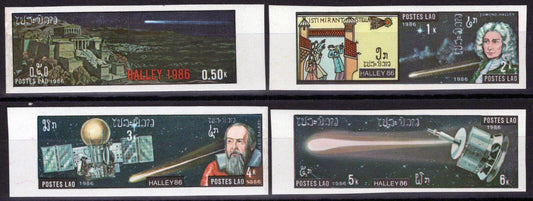 ZAYIX Laos 729-732 MNH Imperf Halley's Comet Space 100123S49