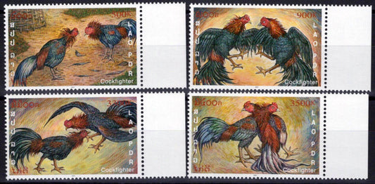 ZAYIX Laos 1489-1492 MNH Roosters Farm Animals 100123S55