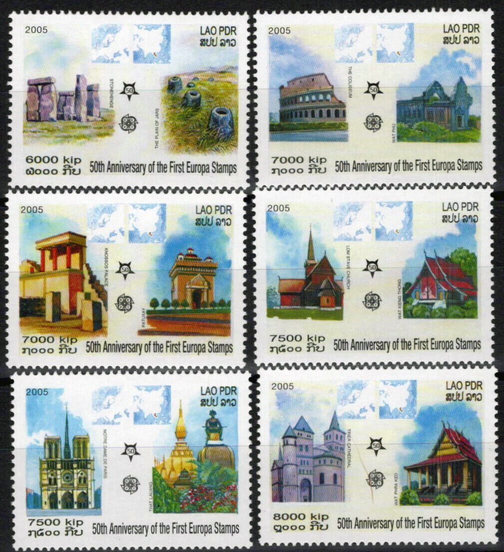 Laos 1668-1673 MNH Architecture Historical Sites Europa 100123S68