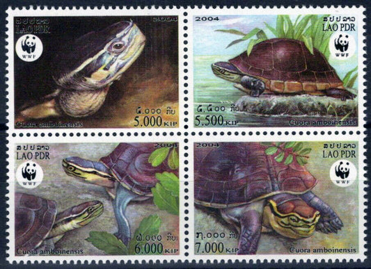 Laos 1625 MNH Block Worldwide Fund Nature Reptiles Turtles