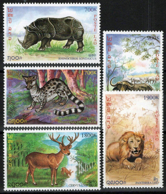 ZAYIX Laos 1423-1427 MNH Wildlife Animals Rhino Lions 100123S99