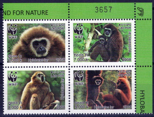 ZAYIX Laos 1719-1722 MNH Worldwide Fund Nature WWF Monkeys 100123S82