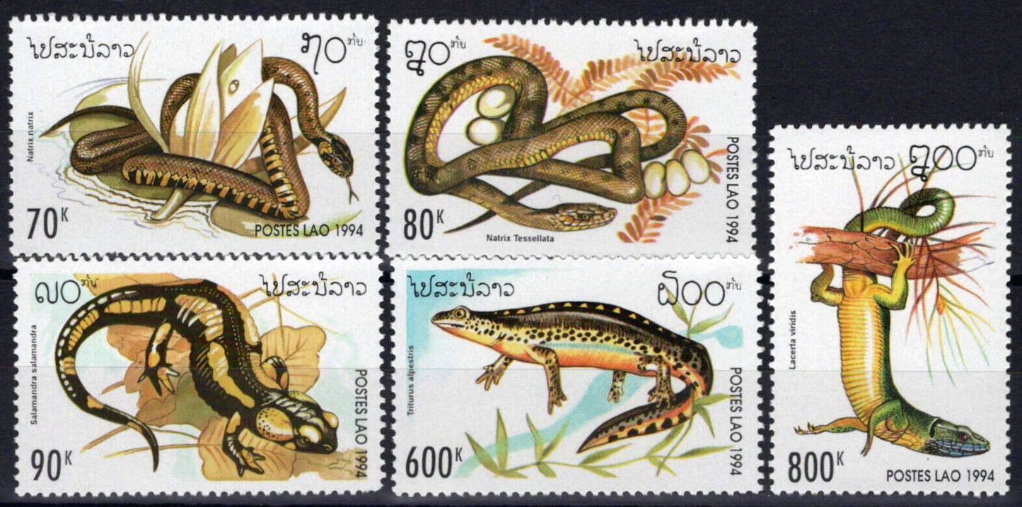 ZAYIX Laos 1178-1182 MNH Reptiles Snakes Lizards 100123S146