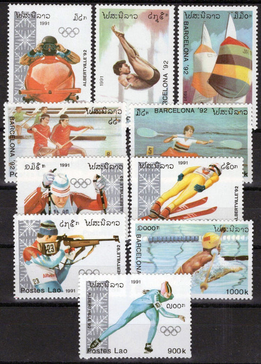 ZAYIX Laos 1016-1025 MNH Olympics Sports Games Swimming Ski Jumping 100123S129