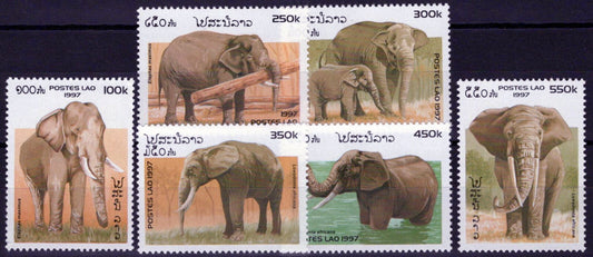 ZAYIX Laos 1329-1334 MNH Elephants Wildlife Animals 100123S138