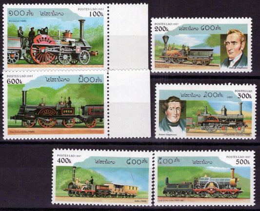 ZAYIX Laos 1305-1310 MNH Steam Locomotives Trains Railway 100123S140