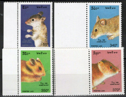 ZAYIX Laos 1274-1277 MNH Rats Rodents Year of the Rat Zodiac 100323S24