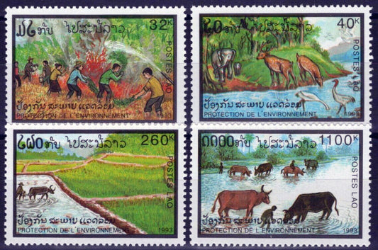 ZAYIX Laos 1139-1142 MNH Environment Protection Wildlife Farming 100323S40