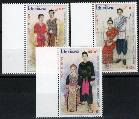 ZAYIX Laos 1435-1437 MNH Wedding Costumes Customs Culture 100323S47