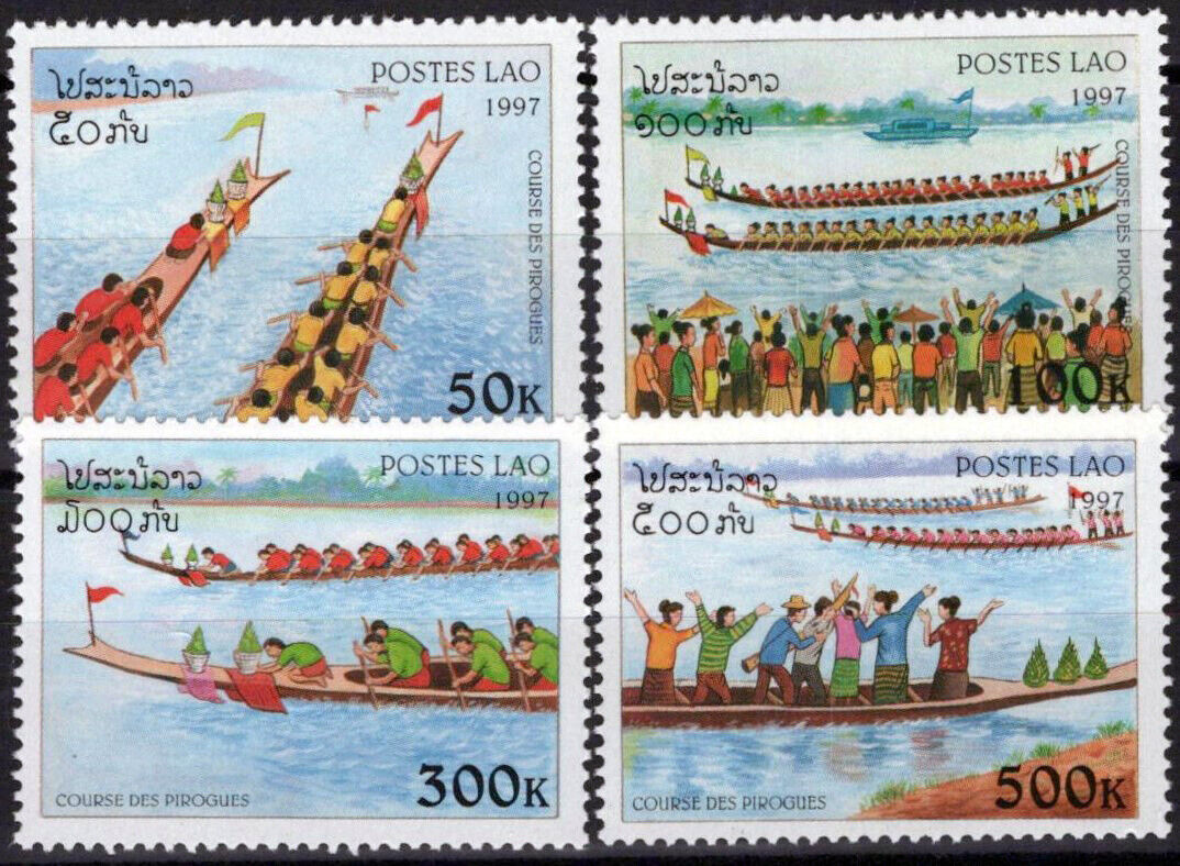 ZAYIX Laos 1355-1358 MNH Canoe Races Boats 100323S46