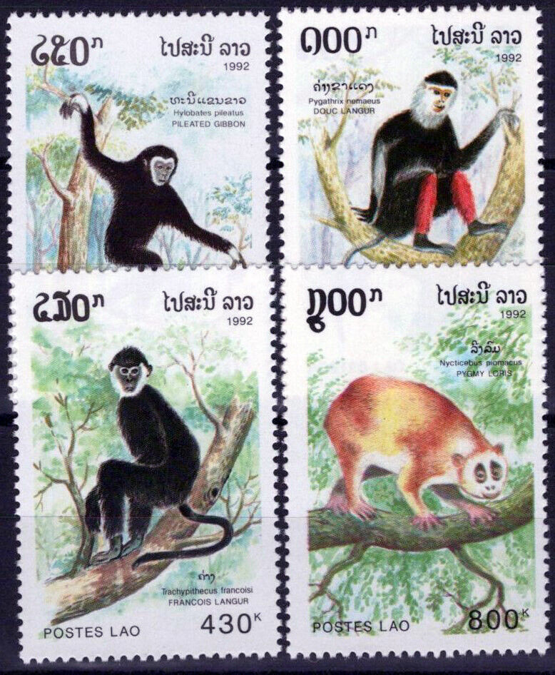 Laos 1098-1102 MNH Monkeys Animals Wildlife Apes 100323S56