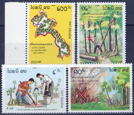 Laos 942-945 MNH Trees Forests Plants