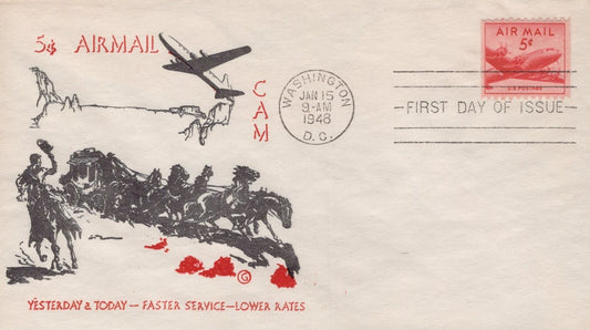 ZAYIX US C37-23 Spartan cachet FDC UA 5c airmail coil flap sealed USFM102023024