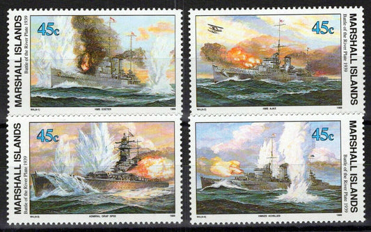 Marshall Islands 242-245 MNH WWII Naval Battle of River Plate ZAYIX 0124S0011