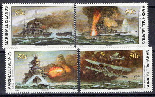 Marshall Islands 278-281 MNH WWII Naval Sinking of the Bismarck