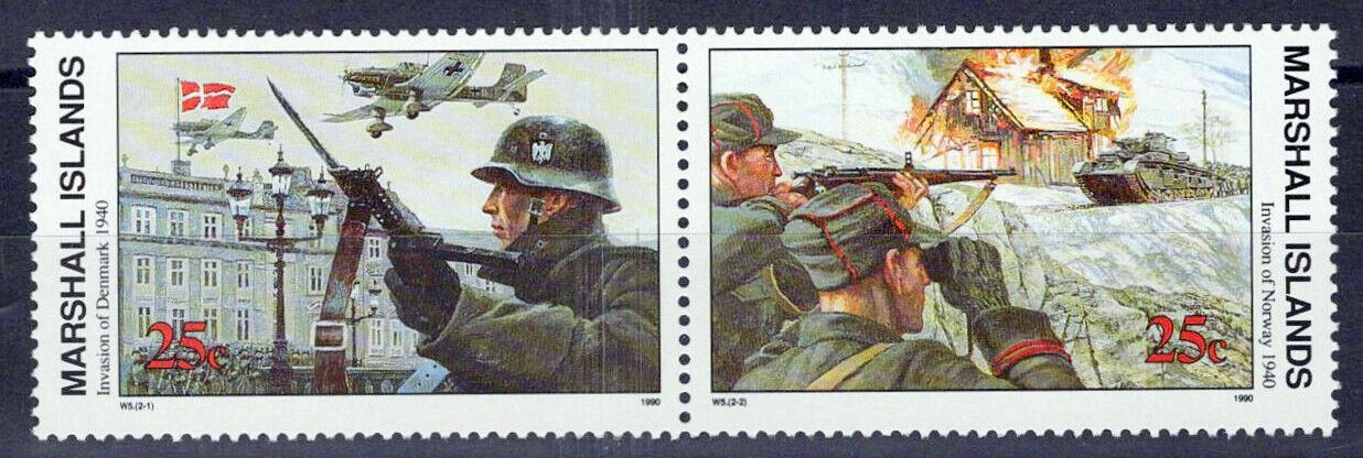 Marshall Islands 247a MNH pair WWII Germany Invades Norway ZAYIX 0124S0015M