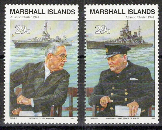 Marshall Islands 283-284 MNH WWII Atlantic Charter FDR Churchill ZAYIX 0124S0038