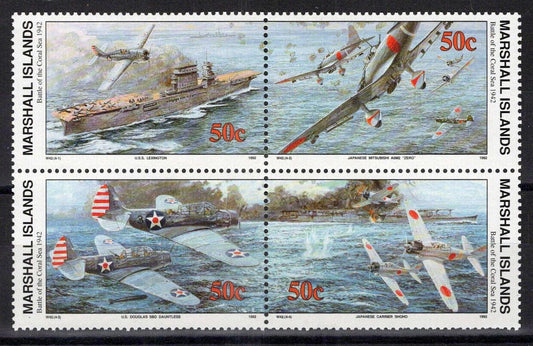 Marshall Islands 311a MNH block WWII Naval Battle of Coral Sea ZAYIX 0124S0058M