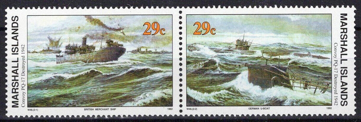 Marshall Islands 319a MNH pair WWII Convoy PQ17 Destroyed ZAYIX 0124S0062M