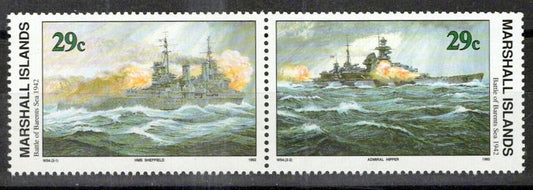 Marshall Islands 328a MNH pair WWII Naval Battle of Barents Sea ZAYIX 0124S0070