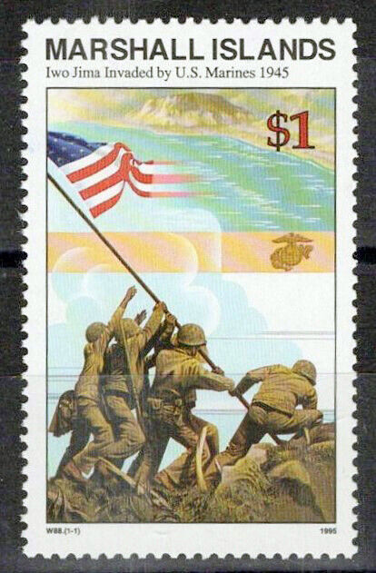 Marshall Islands 506 MNH WWII Marines Raise Flag at Iwo Jima ZAYIX 0124S0082M