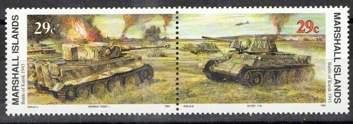 Marshall Islands 337a MNH pair WWII Battle of Kursk, Tanks