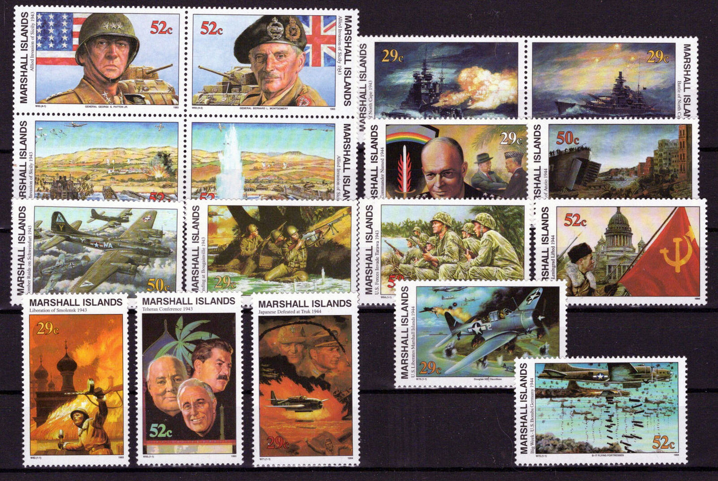 Marshall Islands 467-483 MNH WWII Events of 1943-1944 Battle